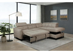Sophie Brown Fabric Corner Sofa With Hidden Pull-Out Bed & Storage - Corner Sofa Bed In Two Options