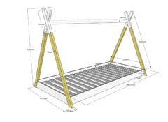 Tipi Childs Single Bed - dimensions