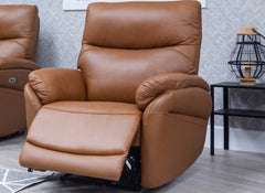 Torino Half-Leather Powered Reclining Armchair – Luxury Electric Recliner Chair In Saddle