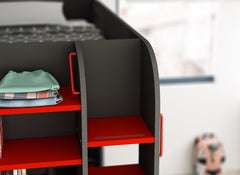 M-Space Single Pod Bed - red accent