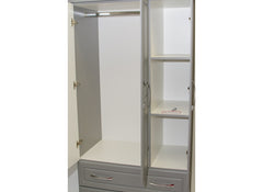 Tromso Grey Three Door Mirrored Wardrobe - inside