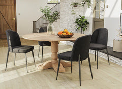 Valent Round Table W/Dark Grey Velvet Chairs