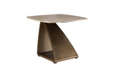 Vanosa Lamp Table – Sintered Brown Stone Top & Metal Frame