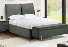 Waterford Green Fabric Bedside – Modern Upholstered Two Drawer Bedside