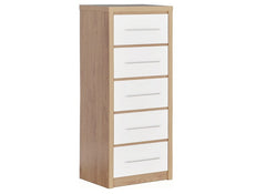 Seville White Five Drawer Chest
