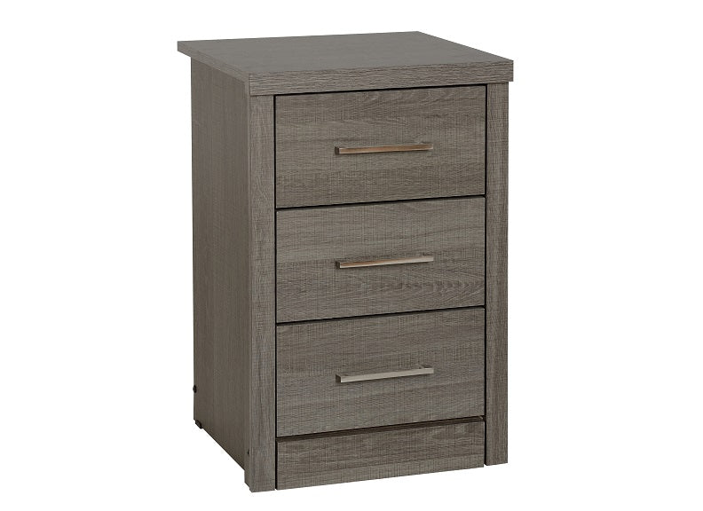Lisbon Black Three Drawer Bedside