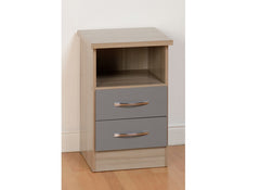 Nevada Grey Two Drawer Bedside