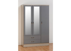 Nevada Grey Triple Mirrored Wardrobe