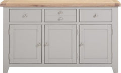 WINDSOR 3 DOOR 3 DRAWER SIDEBOARD - PEBBLE GREY/OAK (WBF)