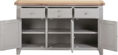 WINDSOR 3 DOOR 3 DRAWER SIDEBOARD - PEBBLE GREY/OAK (WBF)