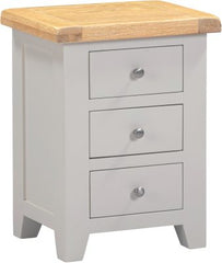 Windsor 3 Drawer Bedside – Pebble Grey with Oak Top (WBF)
