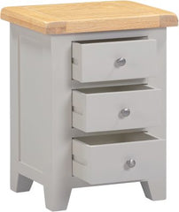 Windsor 3 Drawer Bedside – Pebble Grey with Oak Top (WBF)
