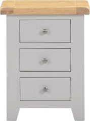 Windsor 3 Drawer Bedside – Pebble Grey with Oak Top (WBF)