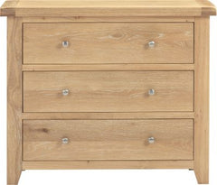 Windsor 3 Drawer Chest – Natural Oak with Smooth Glide Drawers (WBF)