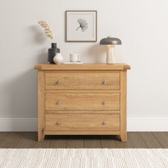 Windsor 3 Drawer Chest – Natural Oak with Smooth Glide Drawers (WBF)