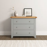 Windsor 3 Drawer Chest – Pebble Grey with Oak Top (WBF)