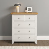 WINDSOR 3+2 DRAWER CHEST - IVORY/OAK (WBF)