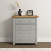 WINDSOR 3+2 DRAWER CHEST - PEBBLE GREY/OAK (WBF)