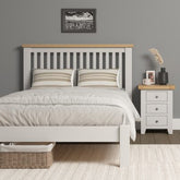 Windsor 4'6" Low End Bed – Ivory with Oak Top (WBF)