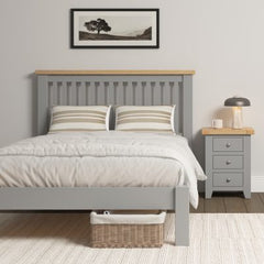 Windsor 4'6" Low End Bed – Pebble Grey with Oak Top (WBF)