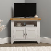 WINDSOR CORNER TV UNIT - IVORY/OAK (WBF)