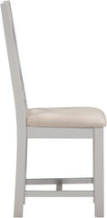 Two Windsor Cross Back Dining Chairs – Pebble Grey with Oat Fabric Seat (WBF)
