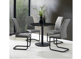 Luca Black Table & Xavier Grey PU Chairs