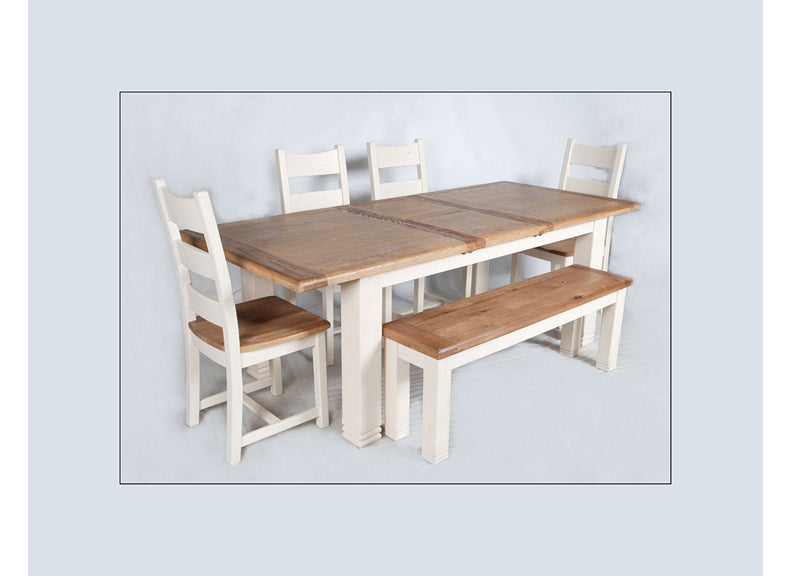 Danube White Dining Set W/Bench