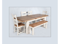 Danube White Dining Set W/Bench