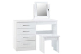 Nevada White Four Drawer Dressing Table Set