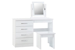 Nevada White Four Drawer Dressing Table Set