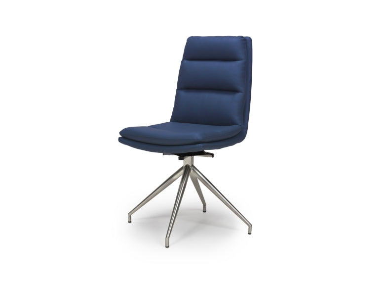 Nobo Blue Chair - polished metal