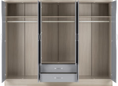 Nevada Grey Six Door Wardrobe - inside