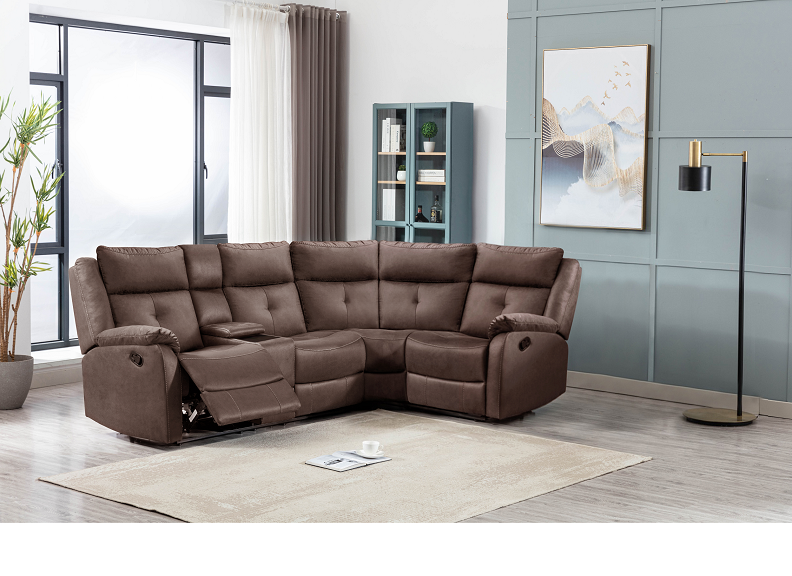 Casey Chestnut Brown Sectional Sofa W/Console