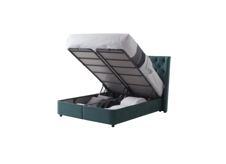 Mayfair Green Storage Bed - open