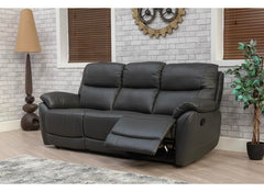 Pandora Half-Leather Manual Reclining Three Seat Sofa – Luxury Manual Recliner Sofa In Dark Grey