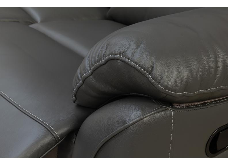 Pandora Half-Leather Six Piece Modular Corner Sofa – Luxury Corner Sofa In Dark Grey W/Drinks & Charging Console