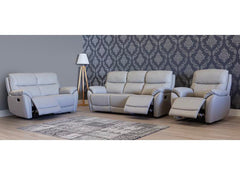 Pandora Half-Leather Manual Reclining Armchair – Luxury Manual Recliner Chair in Pearl Grey