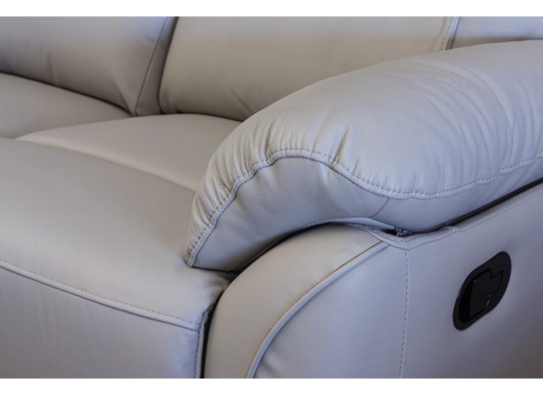 Pandora Half-Leather Six Piece Modular Corner Sofa – Luxury Corner Sofa in Pearl Grey W/Drinks & Charging Console