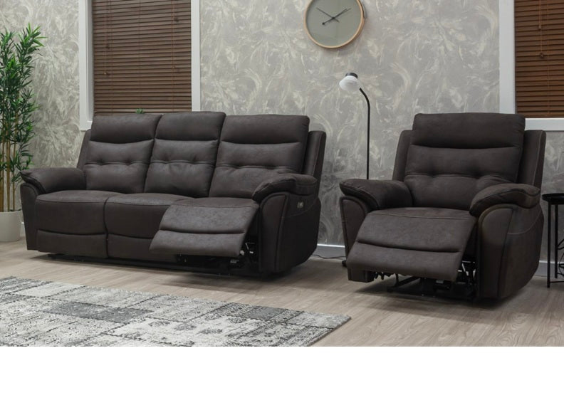 Skye Charcoal Electric Reclining Armchair – Contemporary Living Room Fabric Armchair