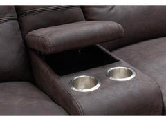 Skye Charcoal Electric Reclining Two Seat Sofa With Console – Contemporary Living Room Fabric Couch