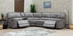 Otto Grey Fabric Corner Sofa with Console & Cup Holders – Modular Five Element Corner Sofa