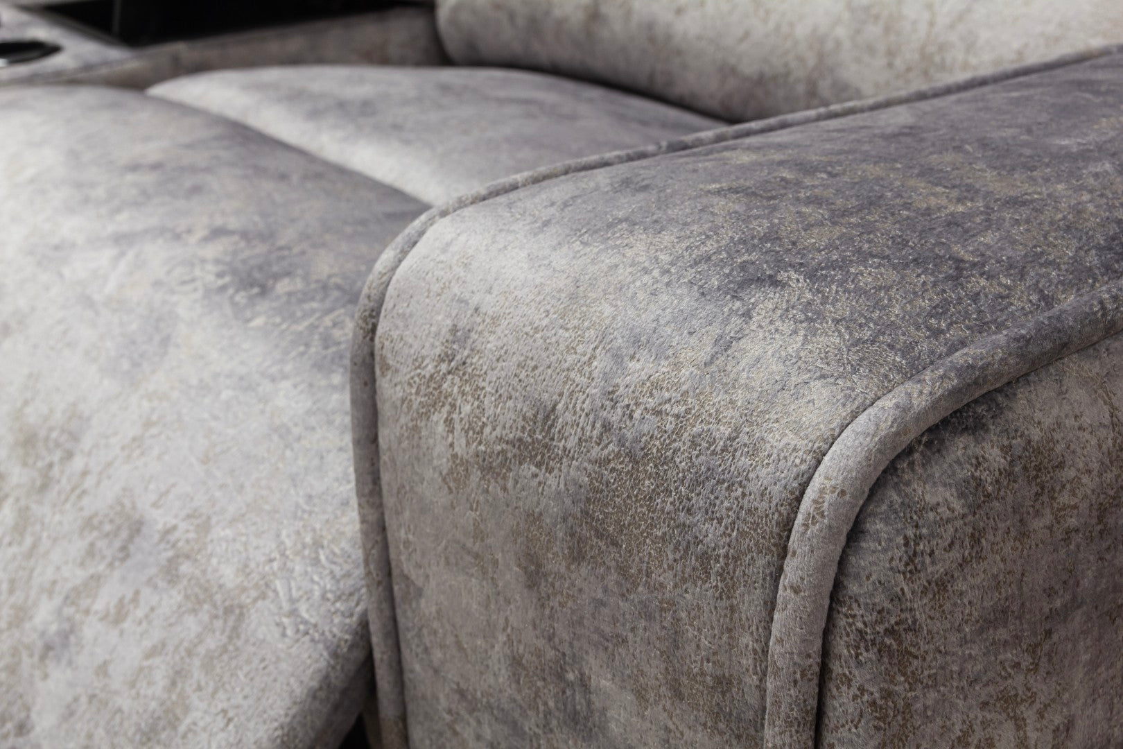 Otto Grey Fabric Corner Sofa with Console & Cup Holders – Modular Five Element Corner Sofa