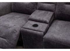 Branson Grey Fabric Reclining 2RR Sofa with Optional Charging & Drinks Console – Modern Comfort Lounge Seating
