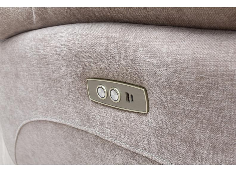 Lorenzo Fabric Powered Corner Sofa with Pocket Sprung Seating, USB Ports & Drinks Console – Champagne