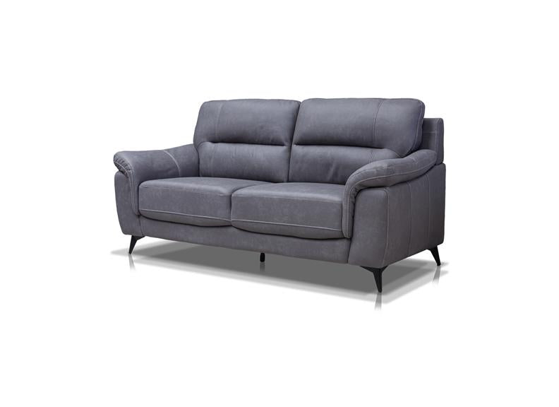 Abbie Fabric Three Seat Sofa with Contrast Stitch Upholstery – Modern Compact Sofa in Grey