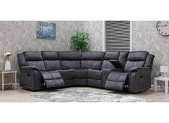 Gresham Grey Fabric Corner Sectional Sofa With Console – Family Comfort Living Room Corner Sofa In Dark Grey