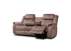 Gresham Grey Fabric Three Seat Sofa with Drop Down Tray – Modern Comfort Living Room Couch In Sand