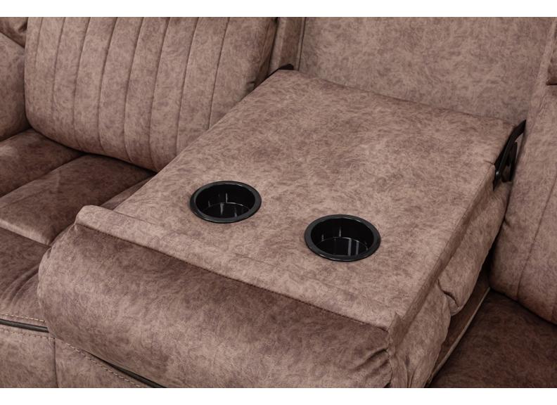 Gresham Grey Fabric Three Seat Sofa with Drop Down Tray – Modern Comfort Living Room Couch In Sand