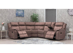 Gresham Saddle Fabric Corner Sectional Sofa With Console – Family Comfort Living Room Corner Sofa In Saddle Brown